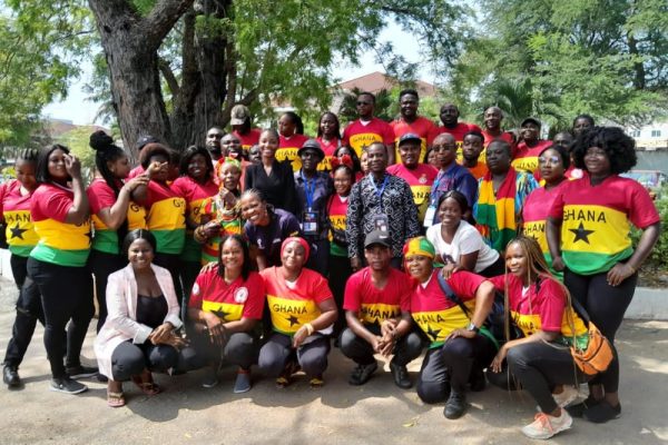 Africa Village Global Team meet Ghana Supporters Union 1 for AFCON 2023 games Fan Zone Live Musicals in Abidjan, Cote D'Ivoire 2023.